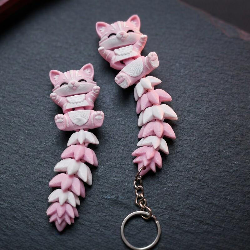 3D Printing Design Software - 3D Printed Pink Cat Keychain With